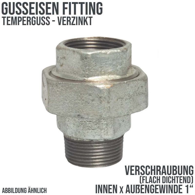 1" Gusseisen Temperguss Fitting Nr. 331 Verschraubung Innen x Außengewinde IG x AG DVGW PN 25 bar