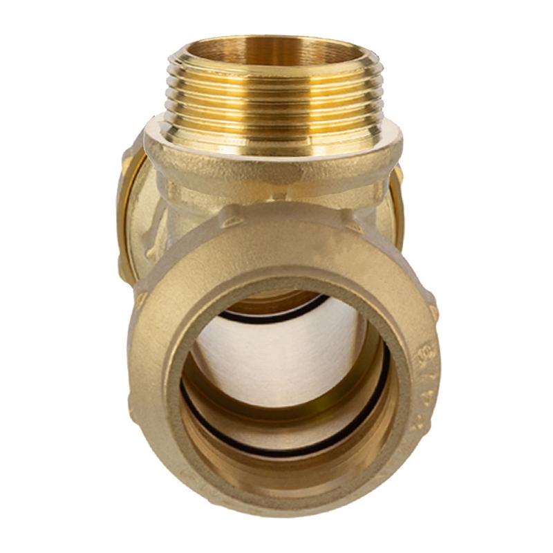 40 mm x 1 1/4" PE Fitting Klemm Verbinder Messing Verschraubung Muffe T-Stück 90° x AG DVGW - PN 16 bar