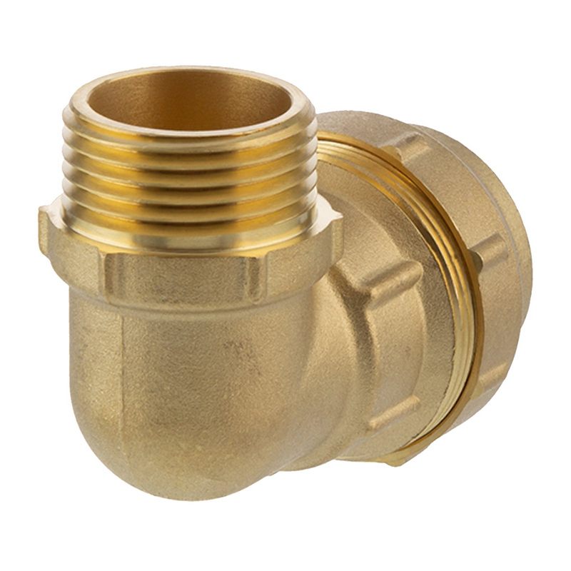 20 mm x 1/2" PE Fitting Klemm Verbinder Messing Verschraubung Muffe Winkel 90° x AG DVGW - PN 16 bar