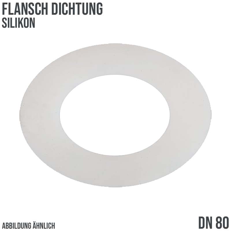 DN 80 Flansch Dichtung 90 x 142 x 3 mm Silikon weiss