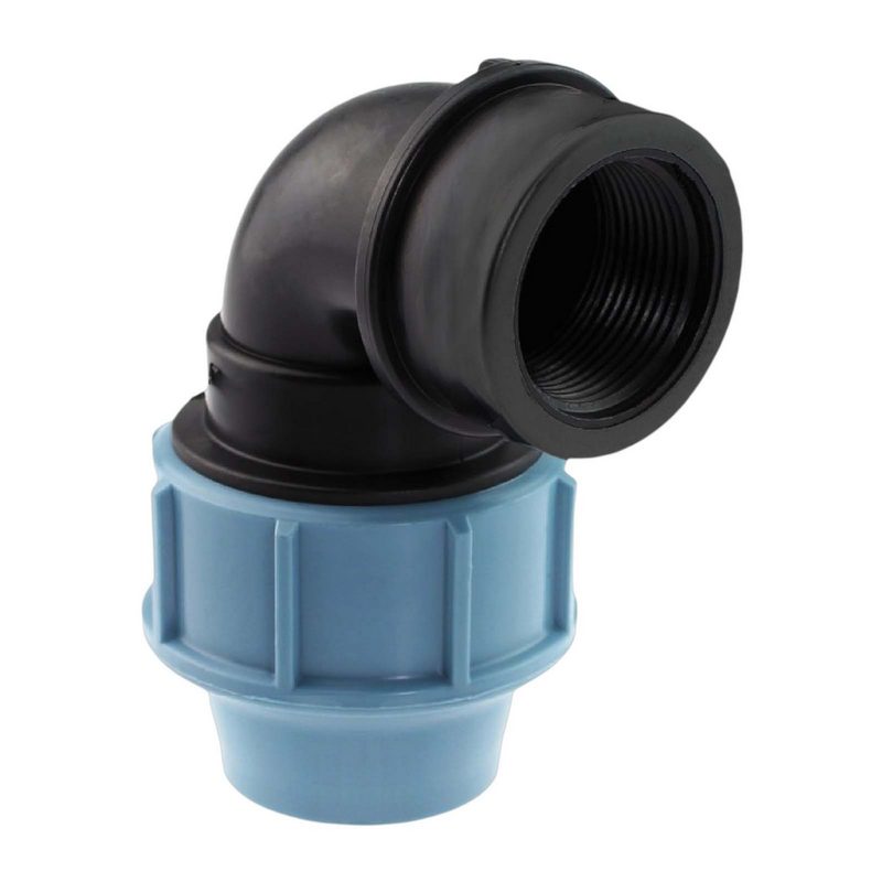 40 mm x 1" PE PP Fitting Klemm Verbinder Verschraubung Rohr Winkel 90° x IG DVGW - Unidelta