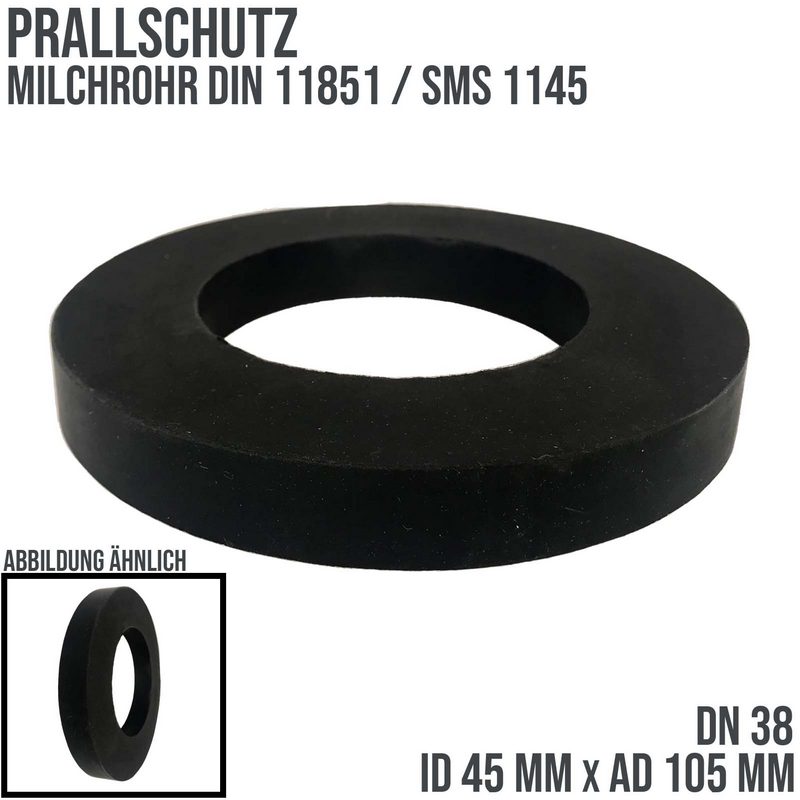 DN 38 Milchrohr Verschraubung DIN 11851 SMS 1145 Prall Schutz Gummi NR ID x AD 45 x 105 mm - schwarz