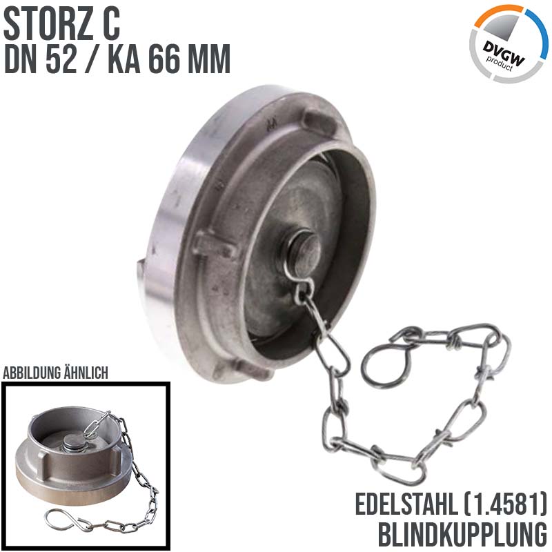 STORZ C DN 52 KA 66 V4A Blindkupplung mit Kette Saug Bau Feuerwehr Schlauch Edelstahl FKM - PN 16 bar