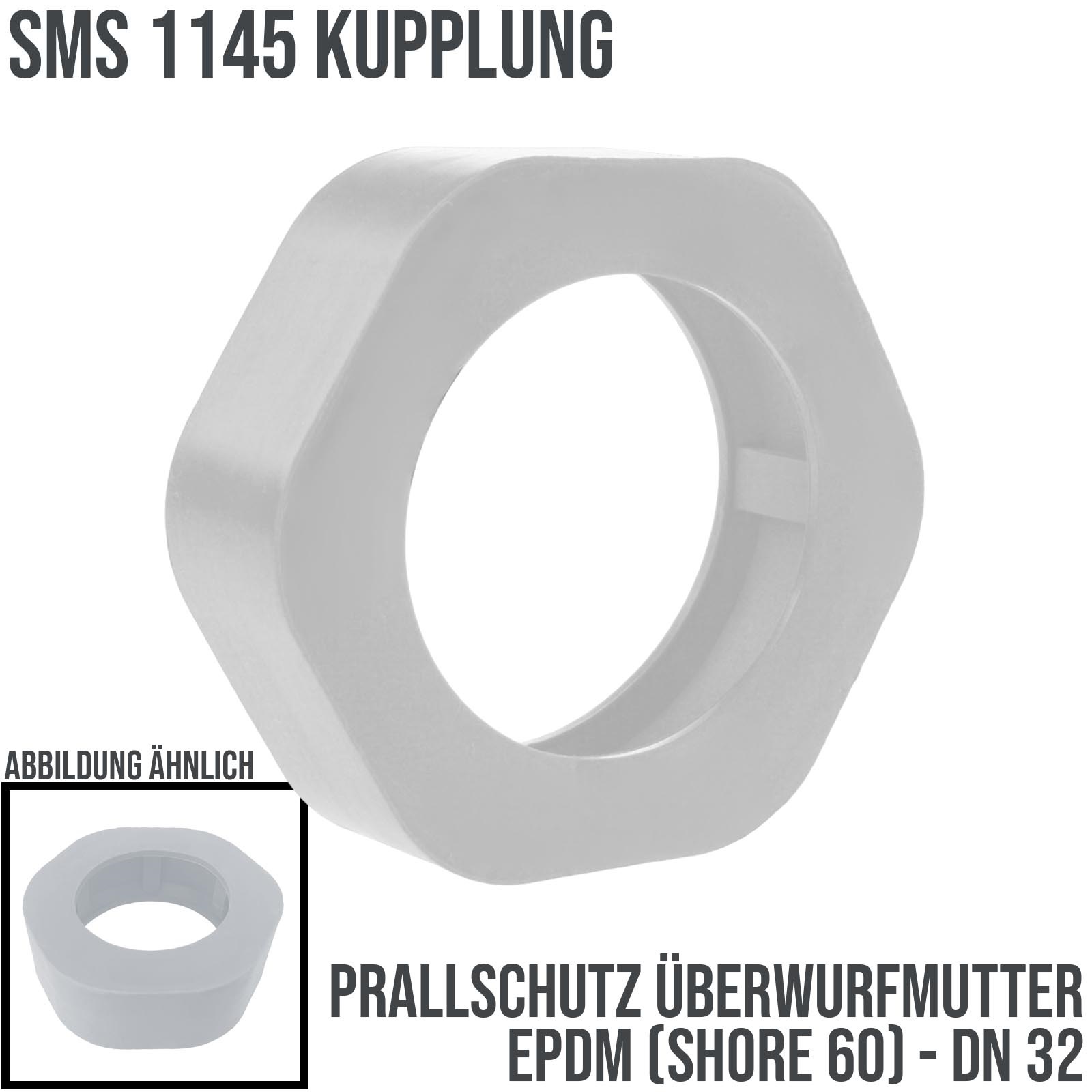 DN 32 SMS Kupplung 1145 Prallschutz Überwurfmutter ÜWM Gummi EPDM - weiss