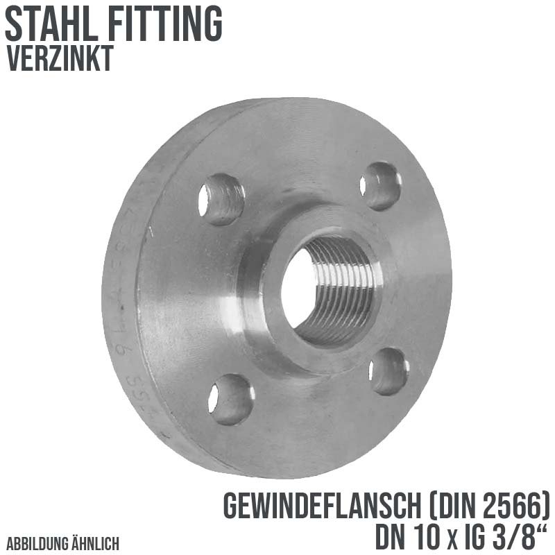 DN 10 x 3/8" Gewinde Flansch Innengewinde IG Stahl verzinkt DIN 2566 - PN 16 bar