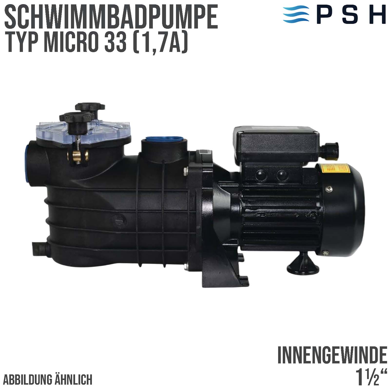 Schwimmbad Pool Pumpe Micro 33 1,7A 230VAC 1 1/2" Innengewinde Polypropylen schwarz