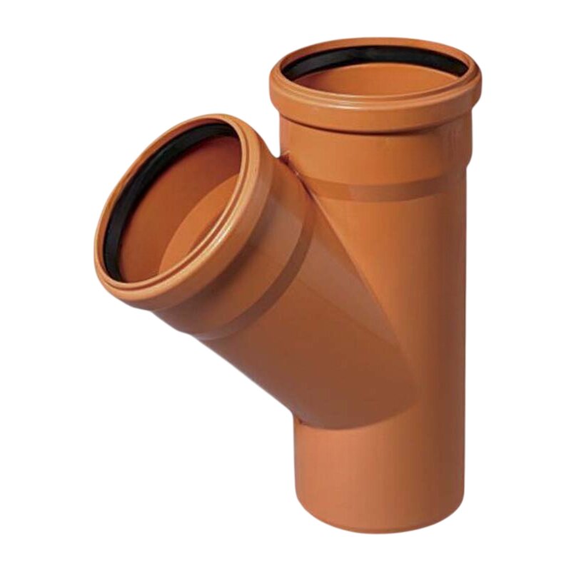 110 mm PVC T-Stück 45° Abzweig Abfluß Abwasser HT KG Rohr SN4 Steckmuffe x Stutzen rostbraun