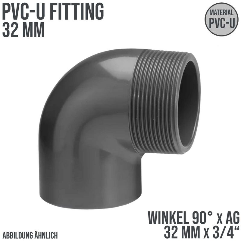 32 mm VDL PVC Klebe Fitting Winkel 90° Außengewinde AG 32 mm x 3/4" - PN 10 bar