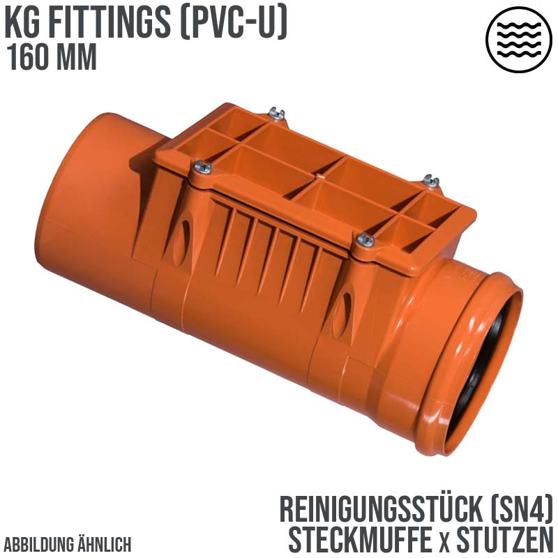 160 mm PVC Reinigungsstück Abfluß Abwasser HT KG Rohr SN4 Steckmuffe x Stutzen rostbraun
