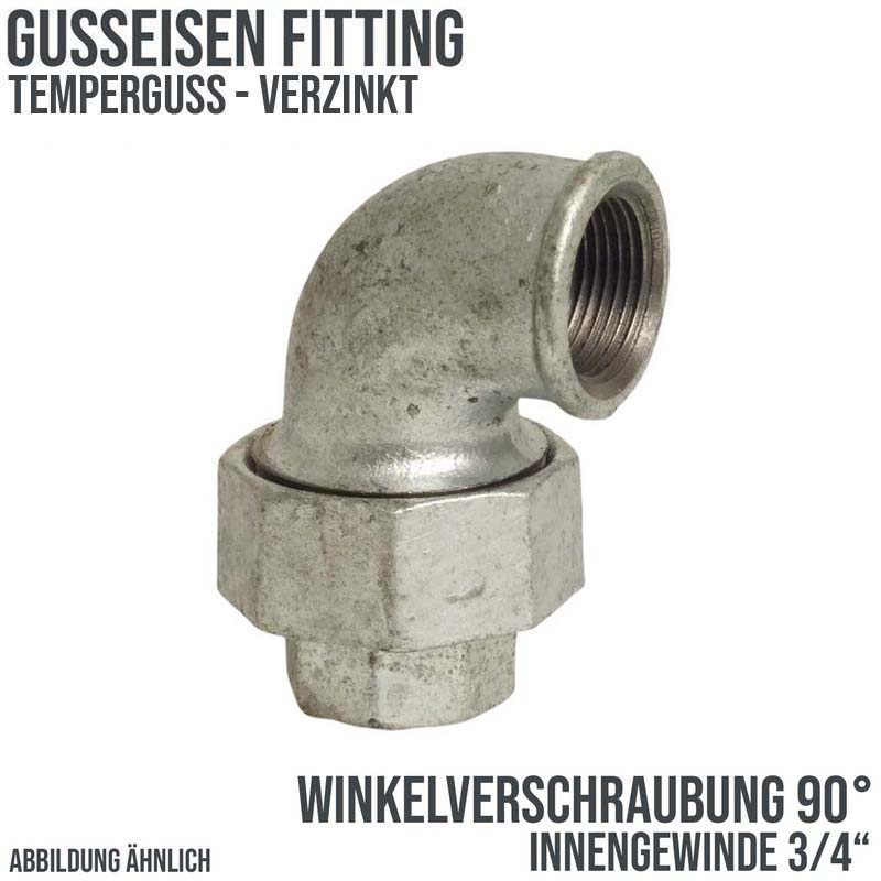 3/4" Gusseisen Temperguss Fitting Nr. 96 Winkelverschraubung 90° Innengewinde IG PN 25 bar