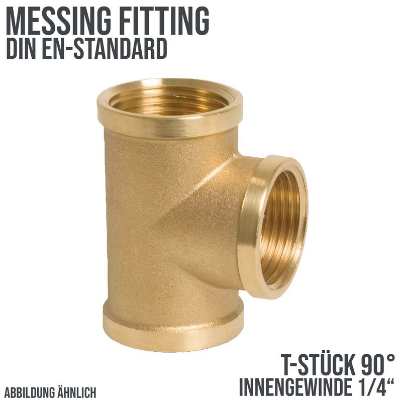 1/4" T-Stück 90° Nr. 130 Innen x Innengewinde IG Messing Fittings PN 30 bar