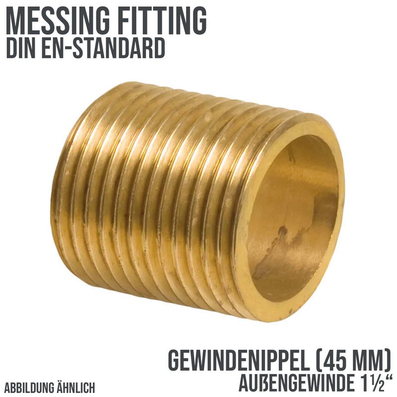 1 1/2" Gewindenippel Nr. 531 Außengewinde AG Messing Fittings PN 40 bar - Länge: 45 mm