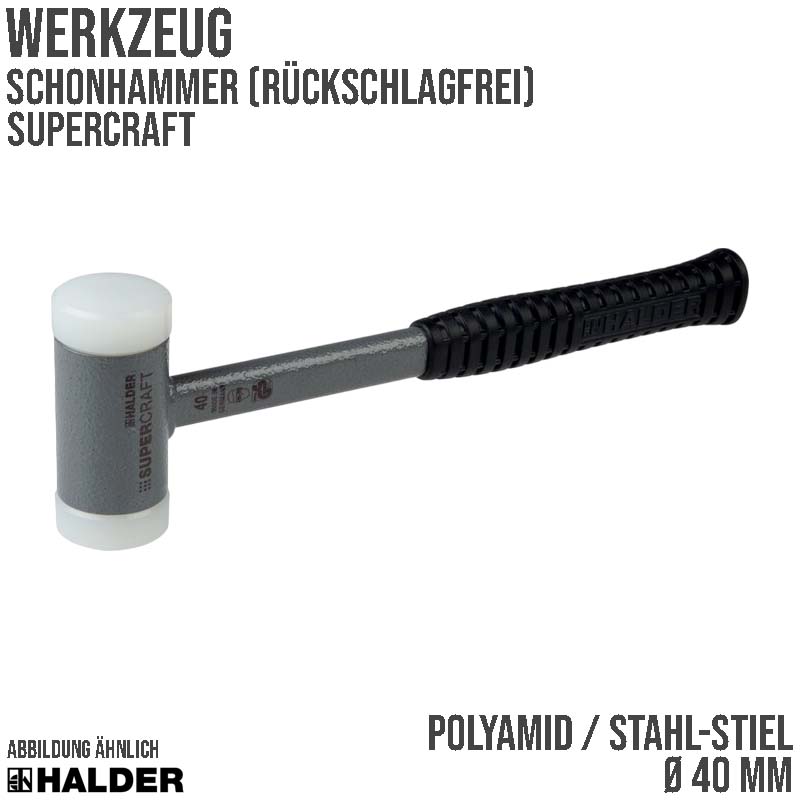 40 mm SUPERCRAFT rückschlagfreier Schonhammer Polyamid Kopf Stahl Stiel