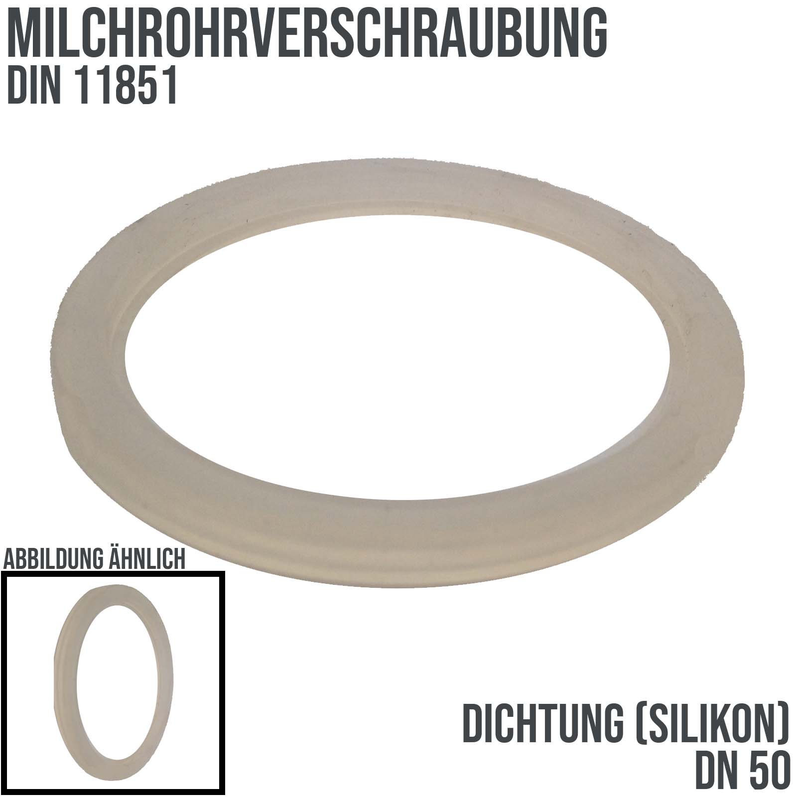 DN 50 Milchrohr DIN 11851 Dichtung Silikon transparent FDA - 54 x 64 x 5 mm