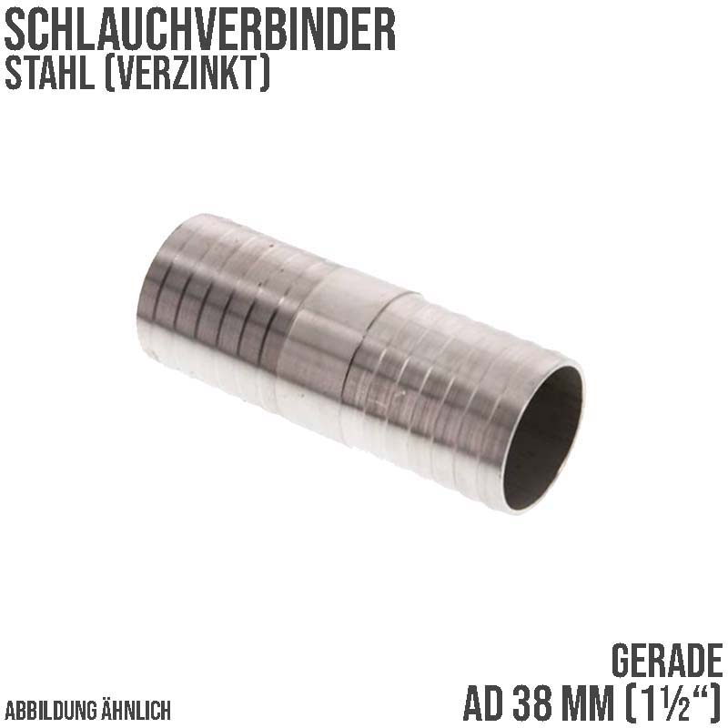 38 mm 1 1/2" Stahl Schlauch Verbinder Kupplung Tülle Stutzen massiv PN 10 bar