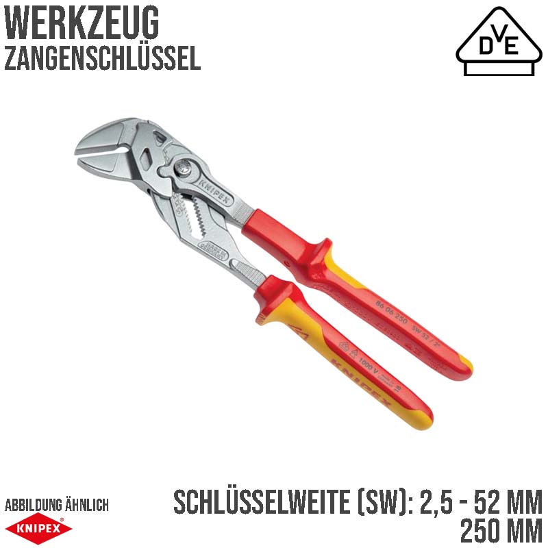 250 mm Zangen Schlüssel Tauchkunststoffgriffe SW 2,5-52 mm Knipex