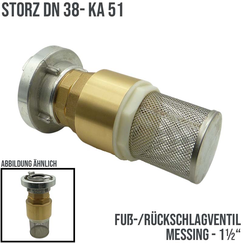 STORZ DN 38 KA 51 Fuß Rückschlag Ansaug Ventil 1 1/2" Zoll Messing Pumpen Anschluss PN 8 bar