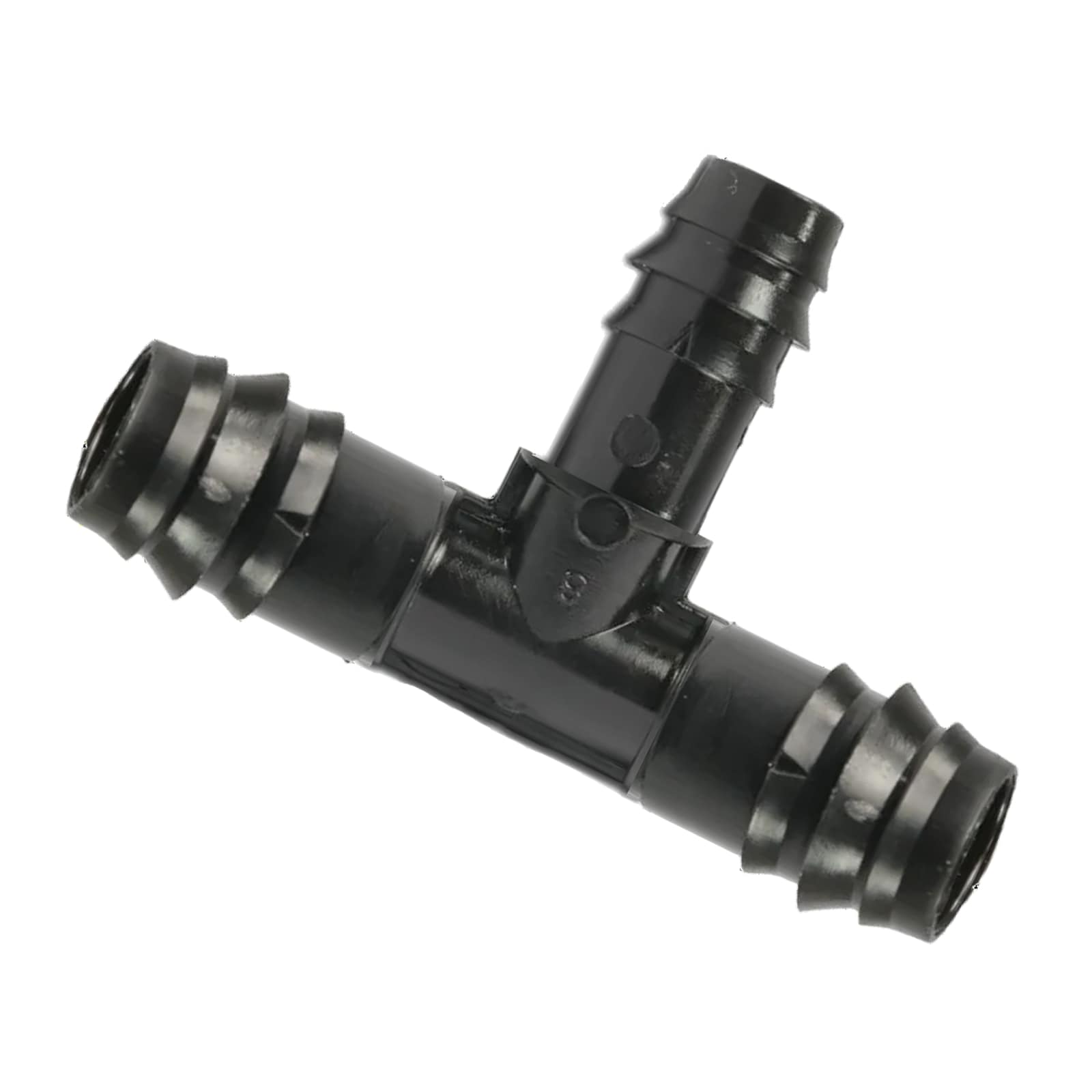 25 x 16 mm POM T-Stück 90° Schlauch Verbinder Stutzen Tülle reduziert Kupplung Tropf Fitting schwarz PN 4 bar