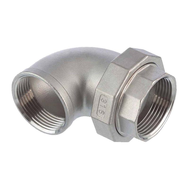 2" Edelstahl Fitting V4A AISI 316 Winkelverschraubung 90° Innen x Innengewinde IG flach dichtend - PN 16 bar