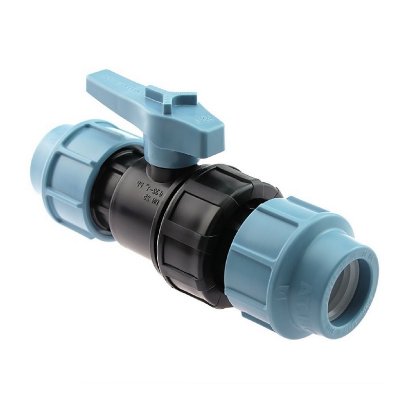 63 mm PE PP Kugelhahn 2-fach Klemm Muffe Kupplung PN 16 bar DVGW KIWA WRAS Unidelta