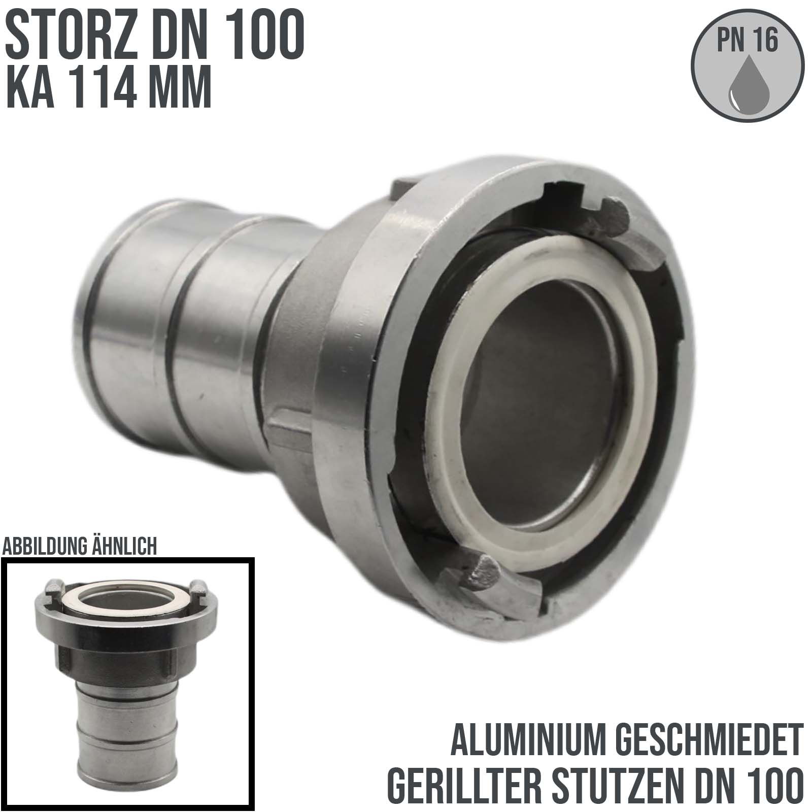 STORZ DN100 KA115 Saug Kupplung -> Stutzen Tülle DN100 Bau Feuerwehr Schlauch PN 16 bar