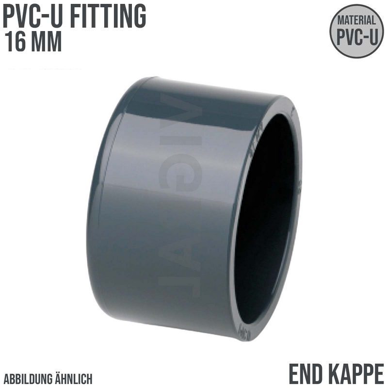 16 mm PVC Klebe Fitting End Kappe Verschluss Muffe Verbinder - PN 16 bar