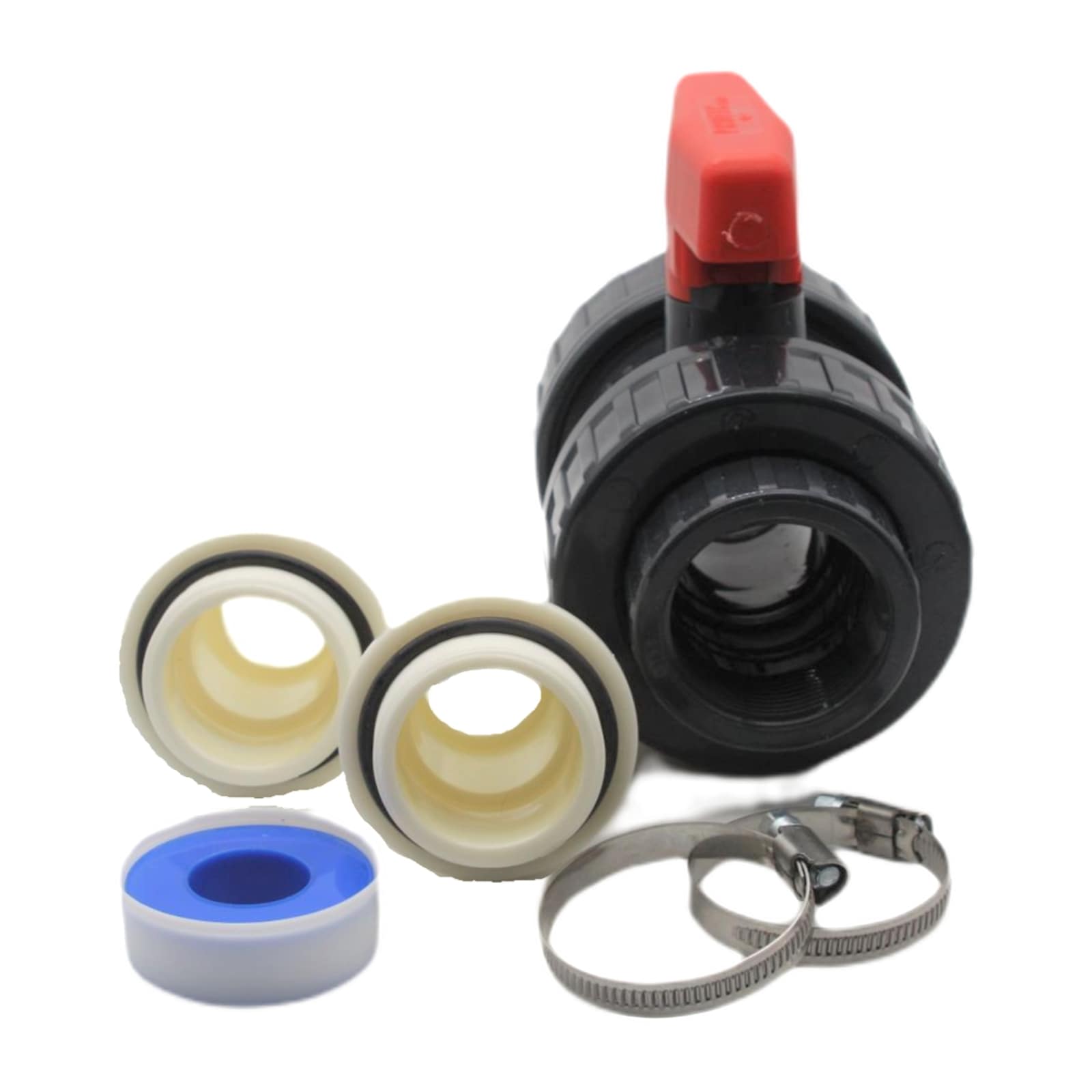 Poolschlauch Kugelhahn Absperrhahn Anschluss-Set 32-38 mm - 6-teilig rot