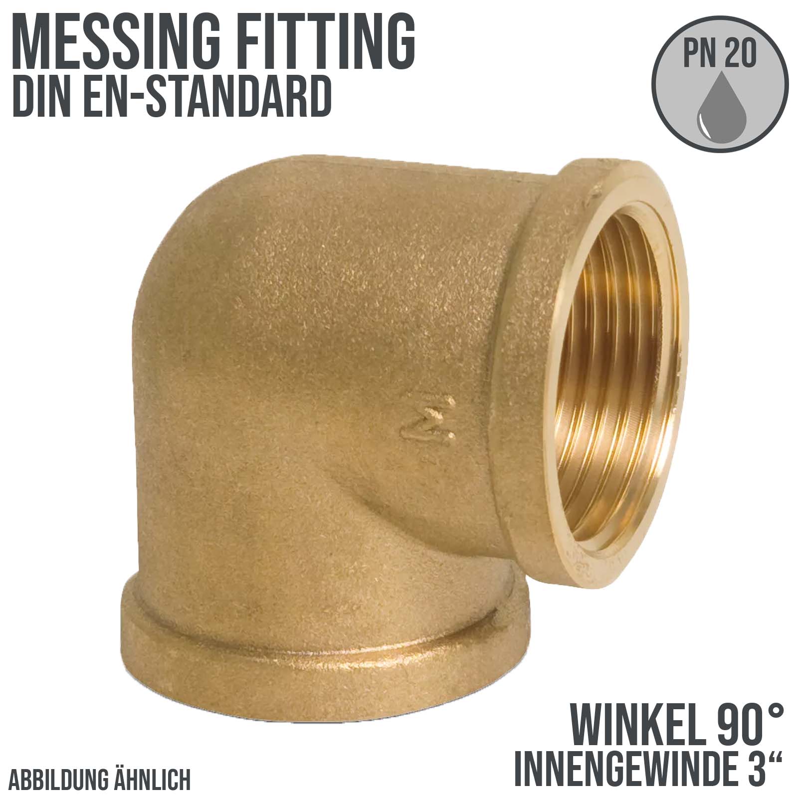 3" Winkel 90° Nr. 90 Innen x Innengewinde IG Messing Fittings PN 20 bar