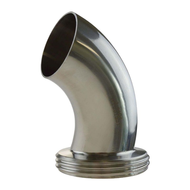 DN 40 Milchrohr Verschraubung DIN 11851 VT Vaterteil Stutzen 45° Bogen ÜWM Außengewinde Anschweißende ID x AD 38 x 41 mm - PN 25 bar