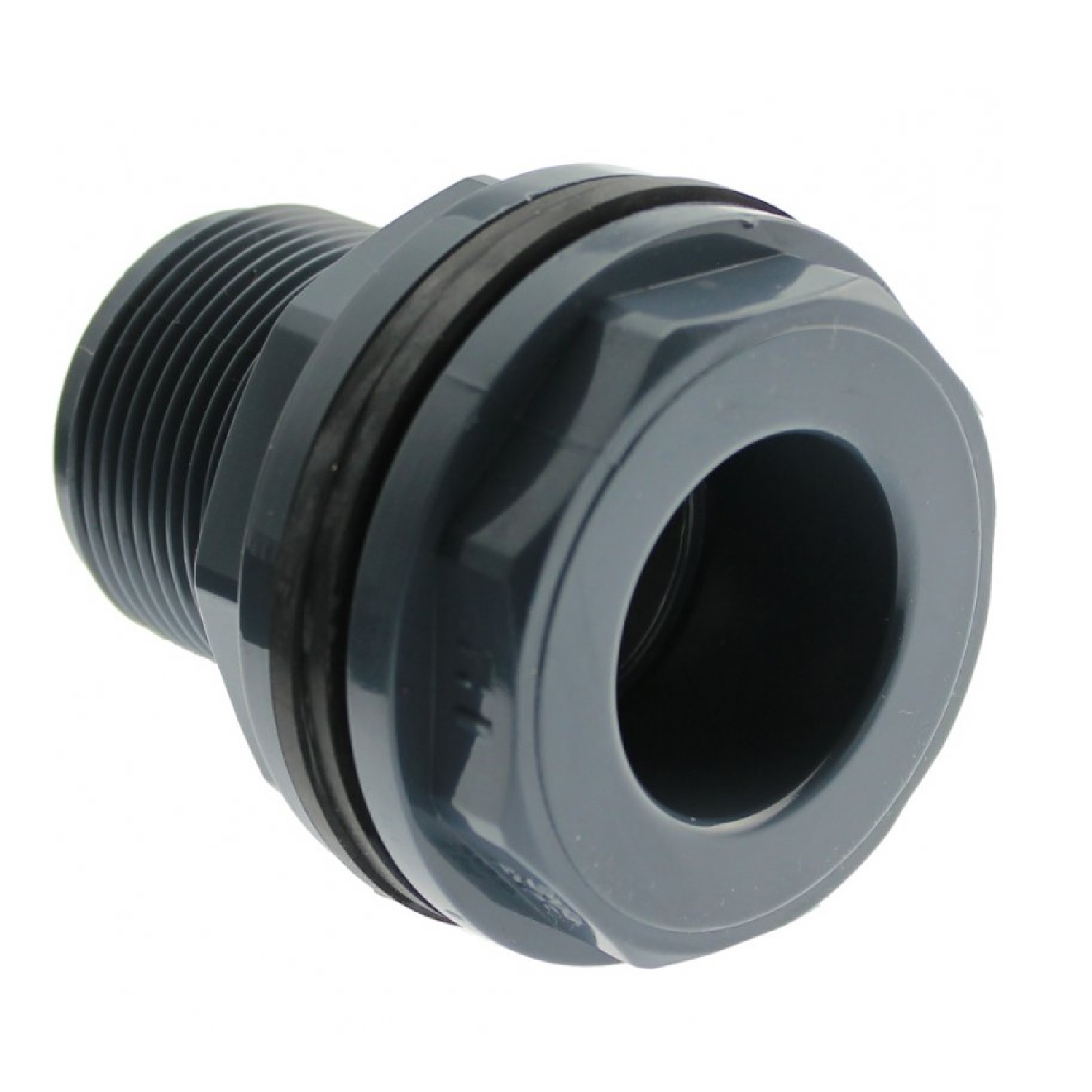 75 mm x 3" Zoll PVC-U Tankdurchführung Klebemuffe auf Klebemuffe x Außengewinde AG - PN 10 bar