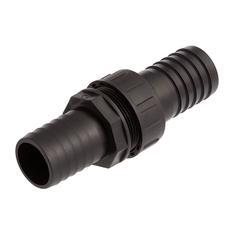 40 mm Schlauch Verschraubung 2-fach Stutzen Tülle Pool Teich Garten PP schwarz - PN 6 bar