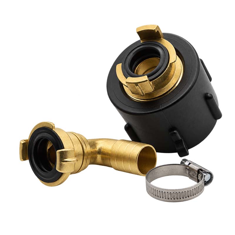 S60 x 6 IBC Adapter auf Schnellanschluss + 90° Kupplung drehbar 1" 25mm Container Tank Zubehör (GEKA kompatibel)