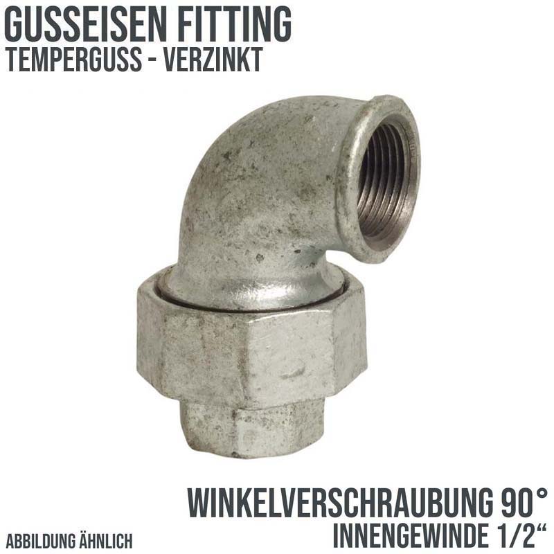 1/2" Gusseisen Temperguss Fitting Nr. 96 Winkelverschraubung 90° Innengewinde IG PN 25 bar