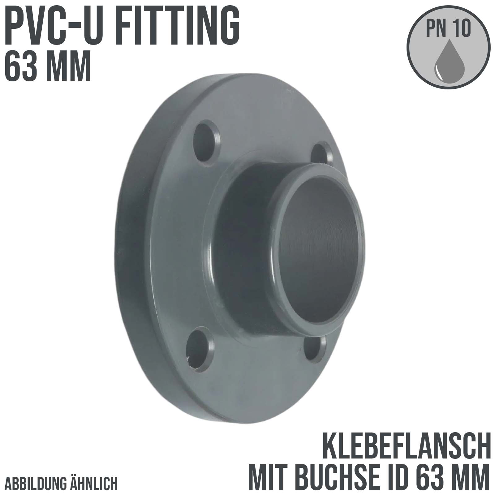 63 mm PVC Klebe Fitting Flansch mit Muffe Muffe DN 50 x 63 mm - PN 10 bar
