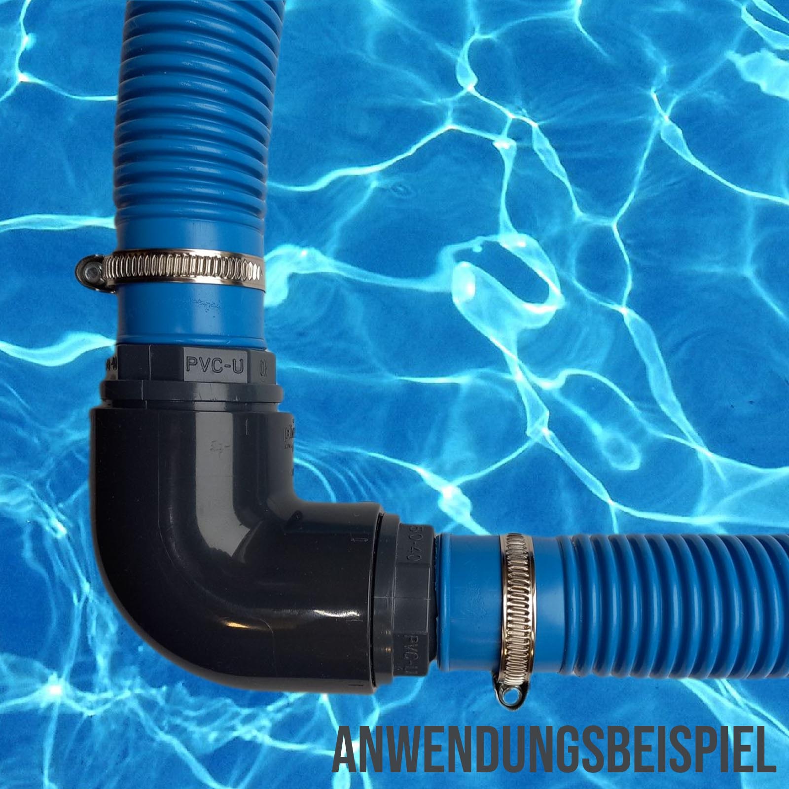 32 / 38 mm PVC PROFI Winkel 90° Schlauch Verbinder Stutzen Tülle Pool Teich Garten - PN 10 bar