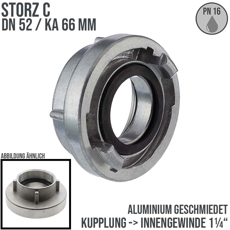 STORZ C DN 52 KA 66 Kupplung Innengewinde IG 1 1/4" Saug Bau Feuerwehr Schlauch Aluminium - PN 16 bar