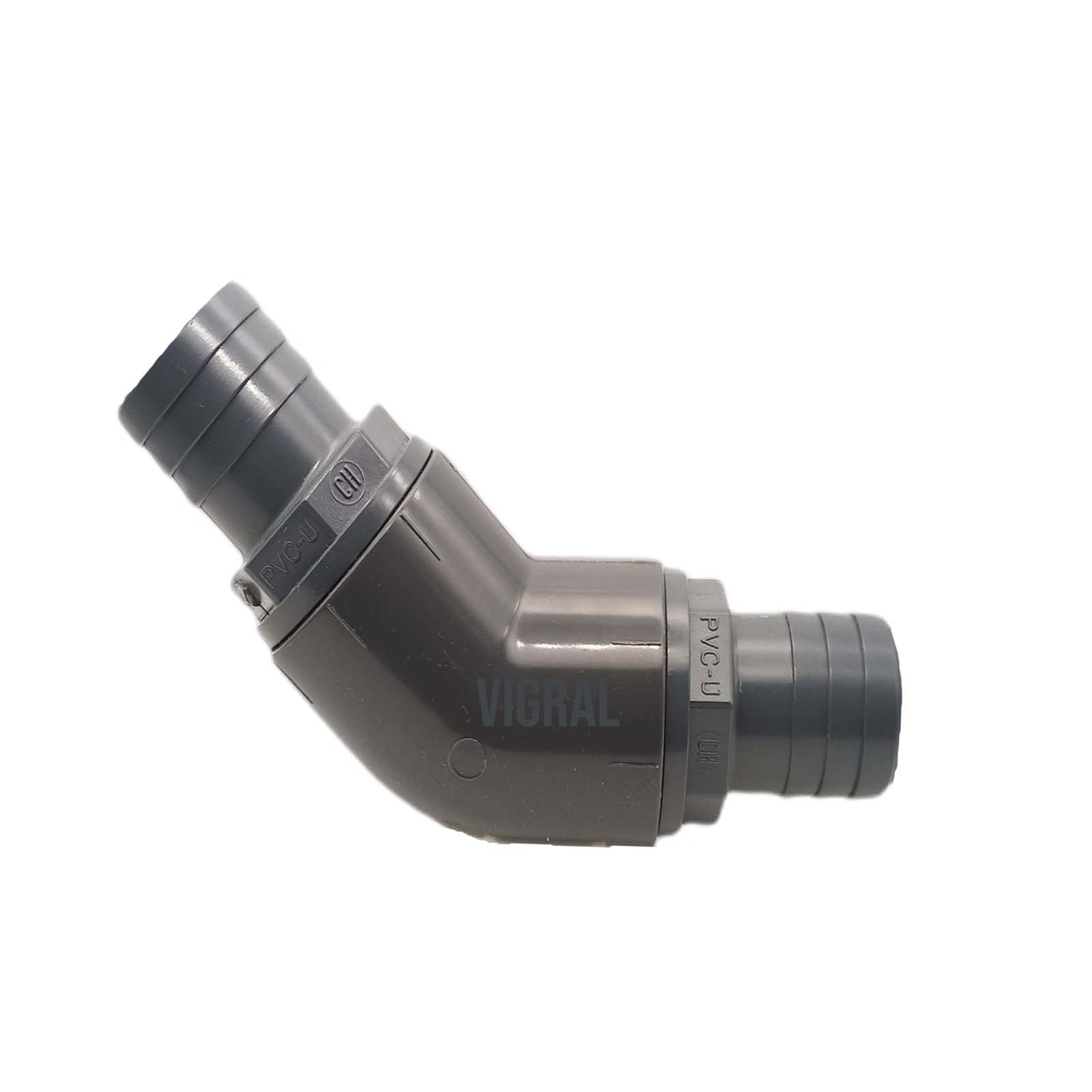 38 mm PVC PROFI Winkel 45° Schlauch Verbinder Stutzen Tülle Pool Teich Garten - PN 10 bar