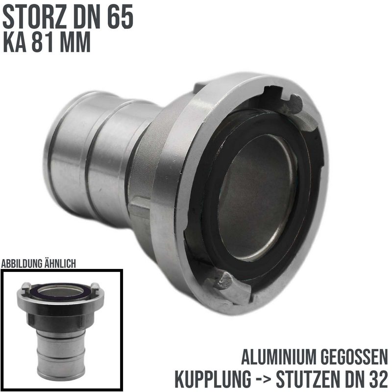 STORZ DN 65 KA 81 Saug Druck Kupplung -> Stutzen Tülle 32 mm Bau Feuerwehr Schlauch Aluminium - PN 10 bar