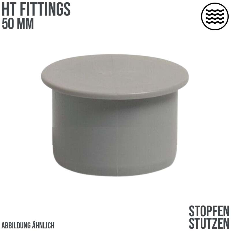 50 mm PP End Stopfen Abfluß Abwasser HT KG Rohr Stutzen grau