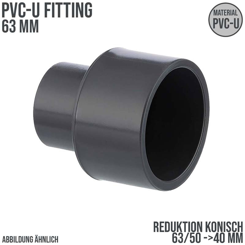 63 x 50 x 40 mm PVC Klebe Fitting Reduktion Reduzierer konisch Muffe Verbinder - PN 16 bar