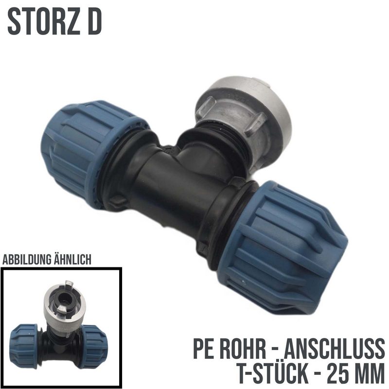 STORZ D DN 25 KA 31 Übergangsstück Adapter -> 25 mm PE T-Stück Rohr Klebeschlauch