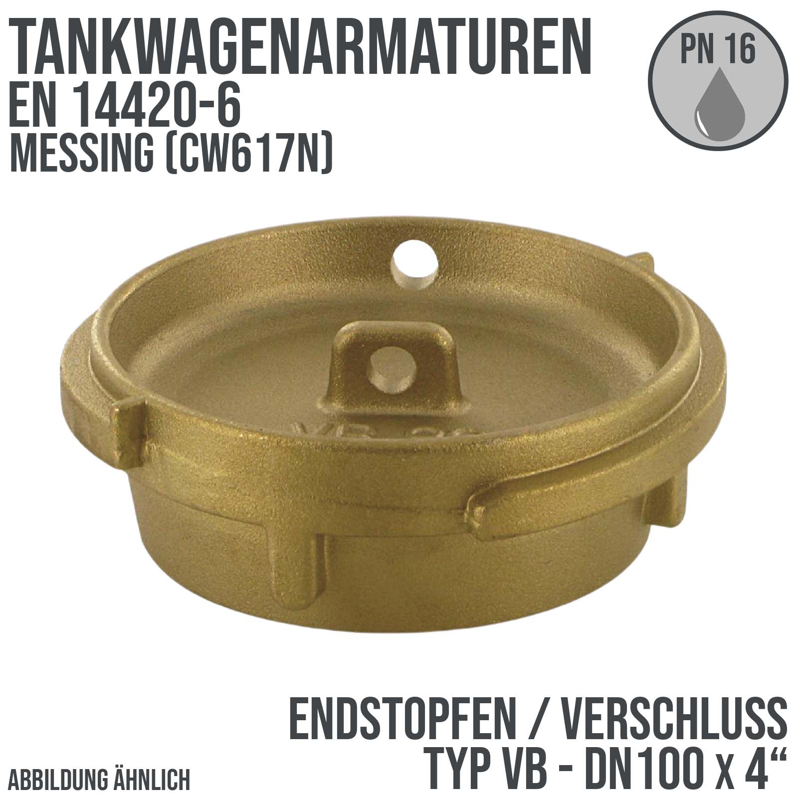 DN100 x 2" Zoll Tankwagen Stopfen Verschluss blind Typ VB Messing (CW617N) - PN 16 bar