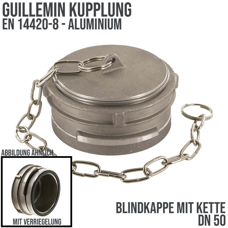 DN 50 Guillemin Kupplung Blind Kappe Verschluss Verriegelung mit Kette Aluminium - PN 16 bar