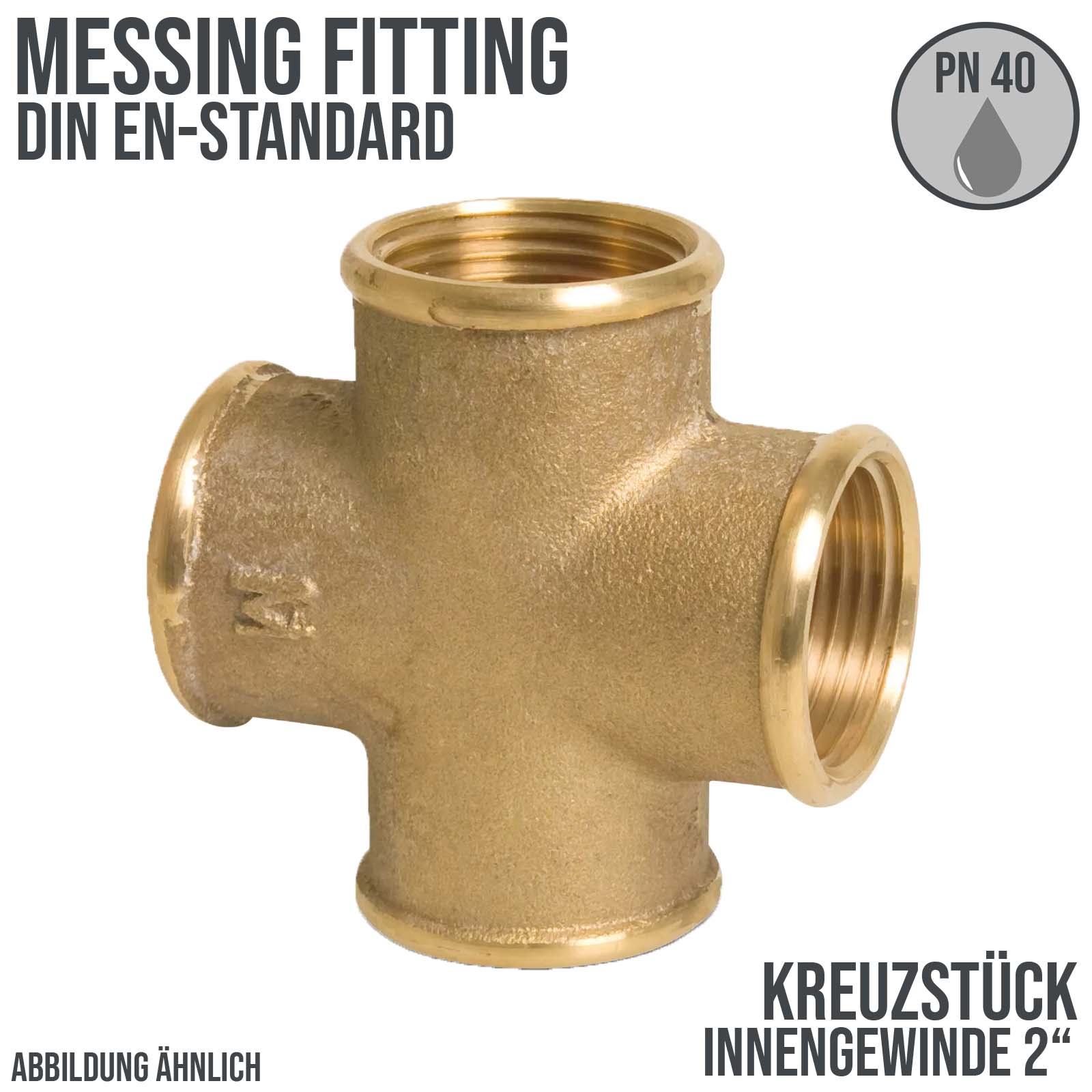 2" Kreuzstück Innengewinde IG Messing Fittings PN 30 bar