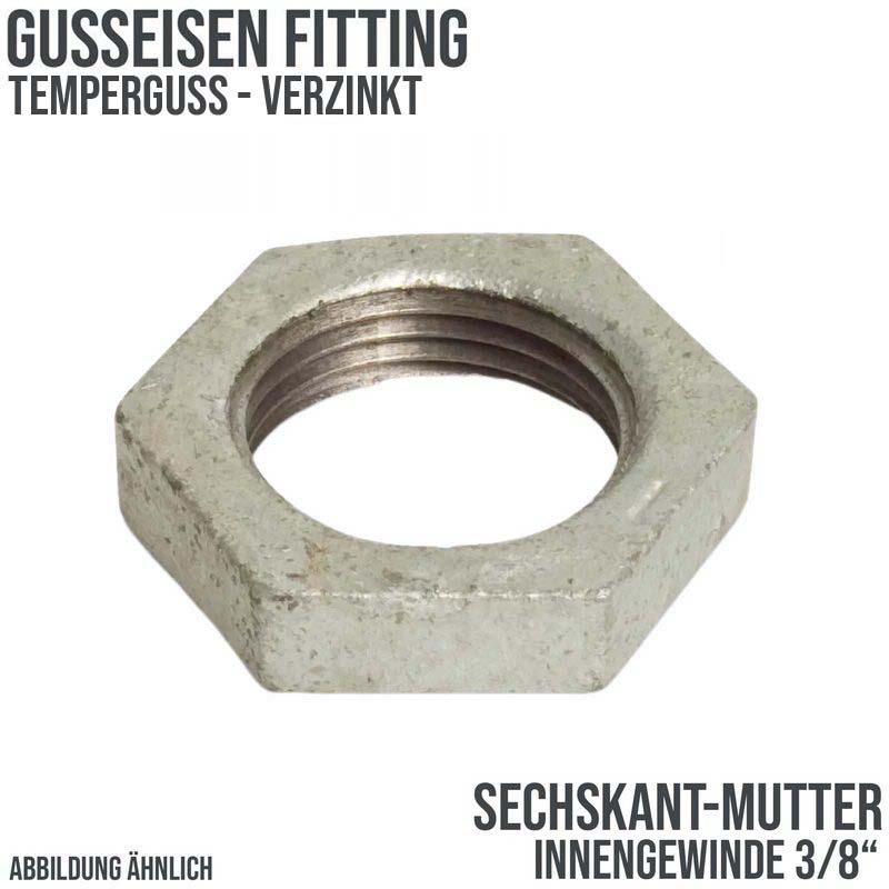 3/8" Gusseisen Temperguss Fitting Nr. 312 Sechskant-Mutter Innengewinde IG PN 25 bar