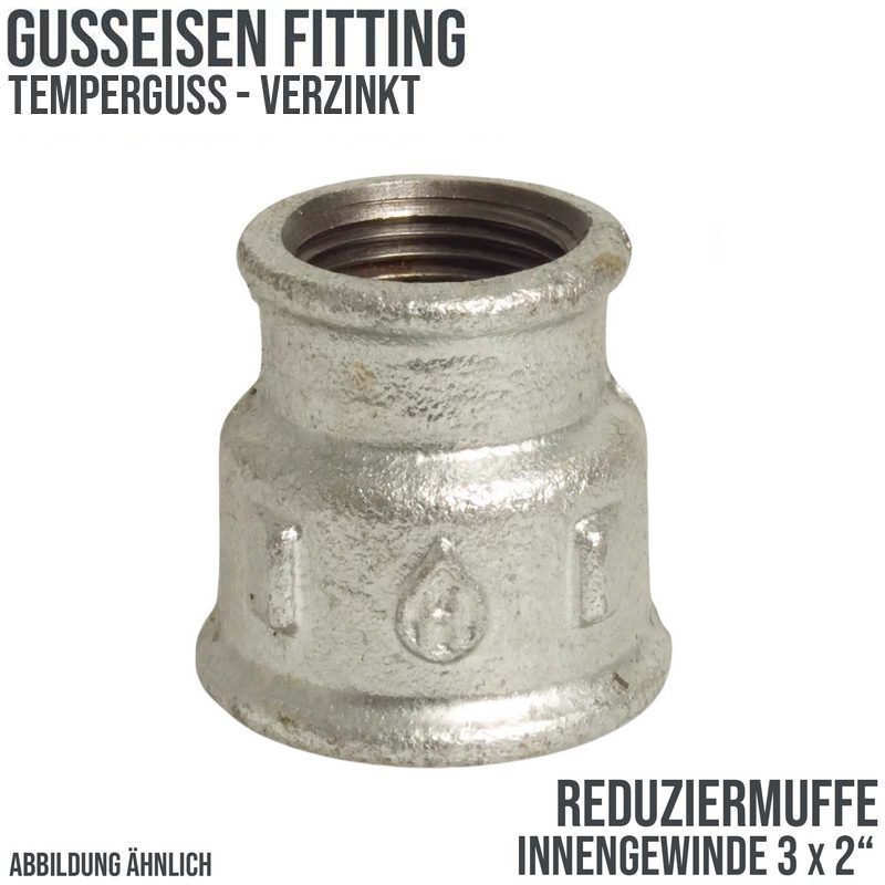 3" x 2" Gusseisen Temperguss Reduziermuffe Nr. 240 Innengewinde IG PN 25 bar
