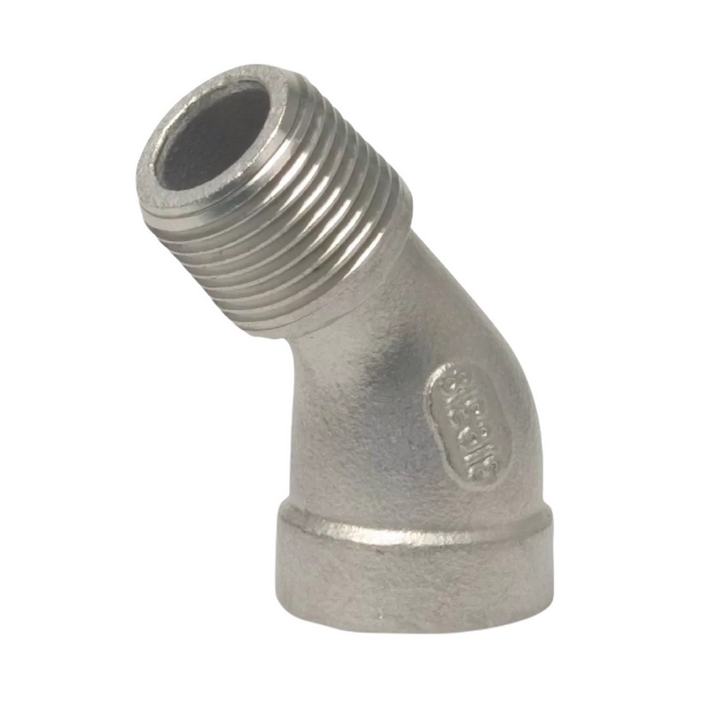 3/8" Edelstahl Fitting V4A AISI 316 Nr. 121 - Winkel 45° Innen x Außengewinde IG x AG - PN 10 bar
