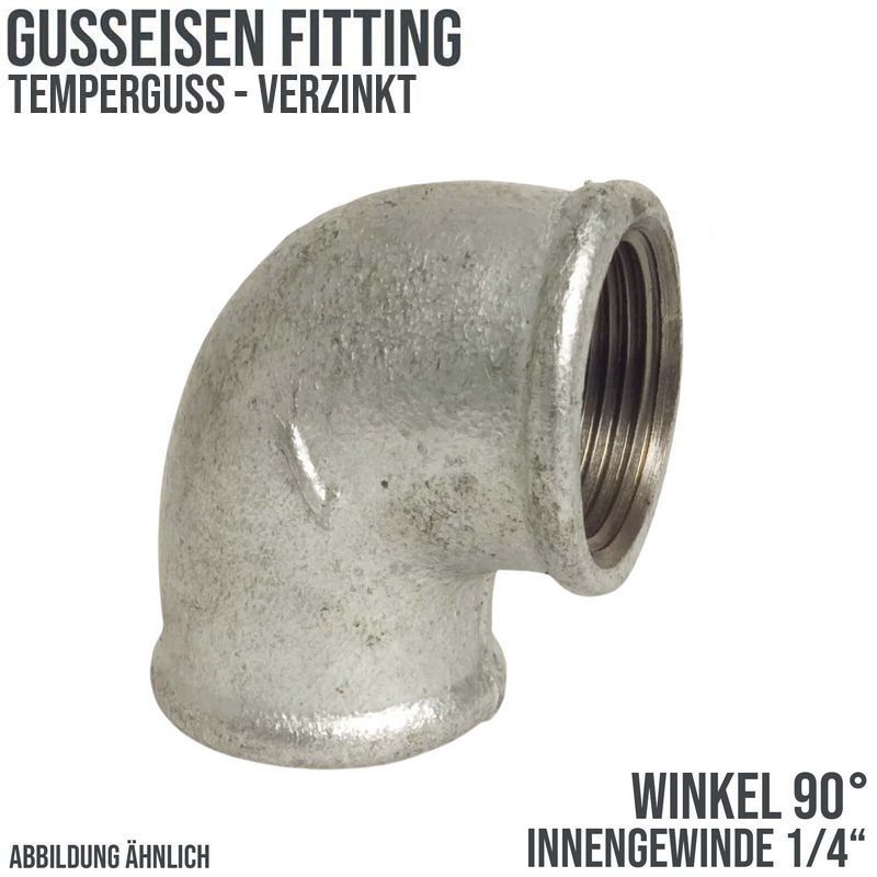1/4" Gusseisen Temperguss Fitting Nr. 90 Winkel 90° Innengewinde IG DVGW PN 25 bar