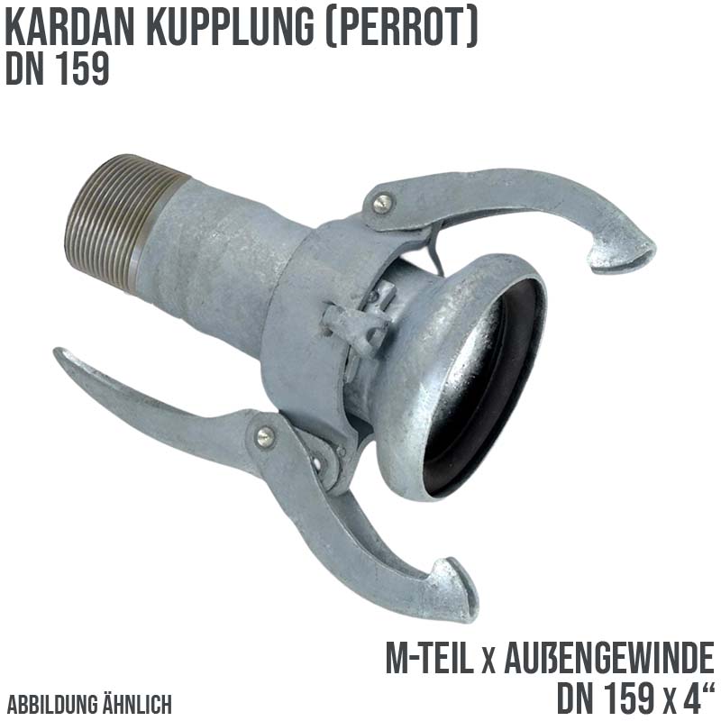 DN 159 Kardan Perrot Kupplung M-Teil mit Außengewinde 4" Zoll Gülle Schlamm Schlauch