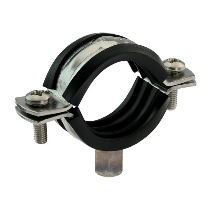 198 - 207mm Rohr Schraub Schelle Klemme mit Gummieinlage M8 M10 2-teilig Edeltahl AISI 316 DIN 4109